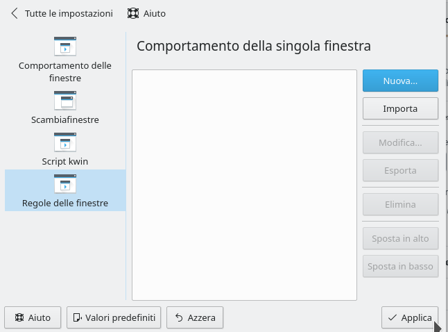 Selezione "Regole delle finestre" + "Nuova"