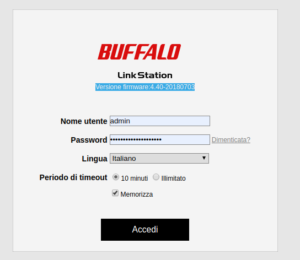 Buffalo linkstation access page